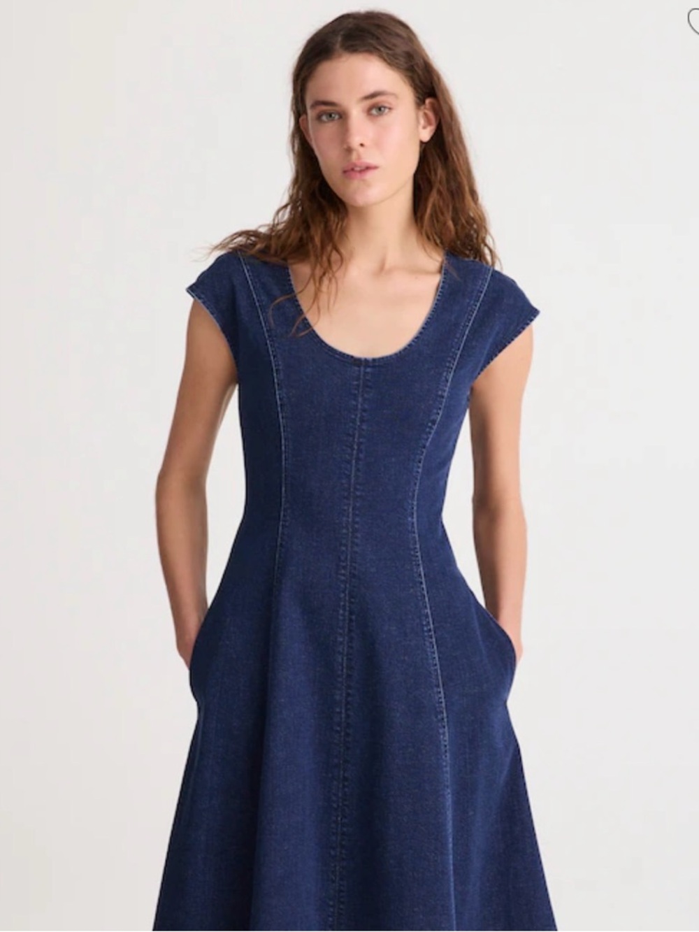 MADEWELL - Denim Seamed Scoopneck Midi Dress